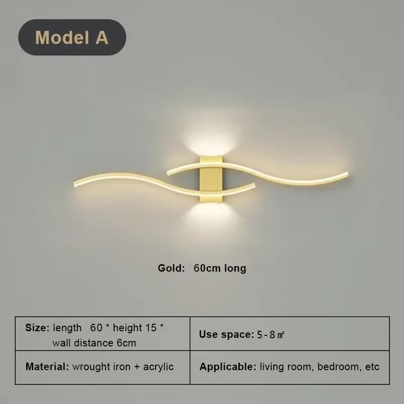 Wall Lamp LED Long Strip 60/80 Wall Sconce Home Decora Living Room Background Restaurant Bedroom Modern Illumination Fixtures