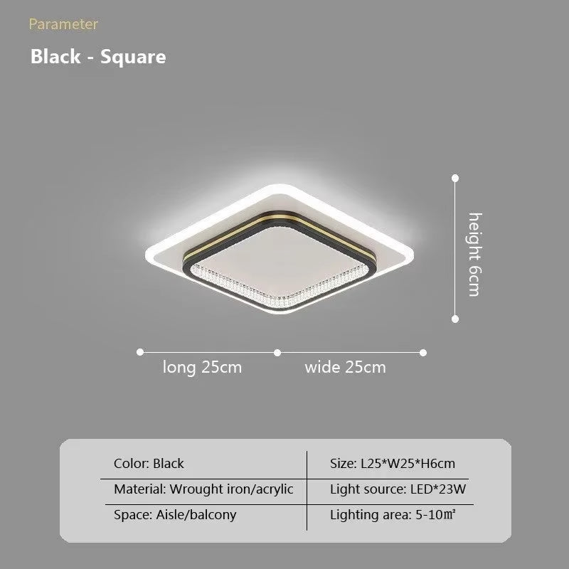 Modern LED Ceiling Lights for Home Entrance Indoor Lighting Fixtures with Crystal Lampshade Lights round Square Luminaria