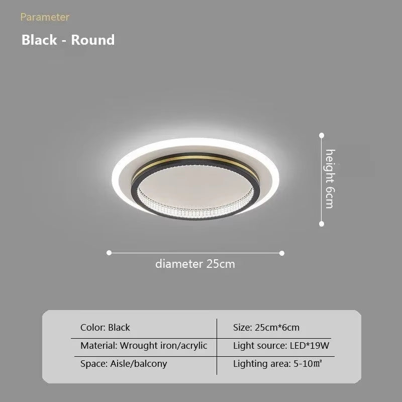 Modern LED Ceiling Lights for Home Entrance Indoor Lighting Fixtures with Crystal Lampshade Lights round Square Luminaria