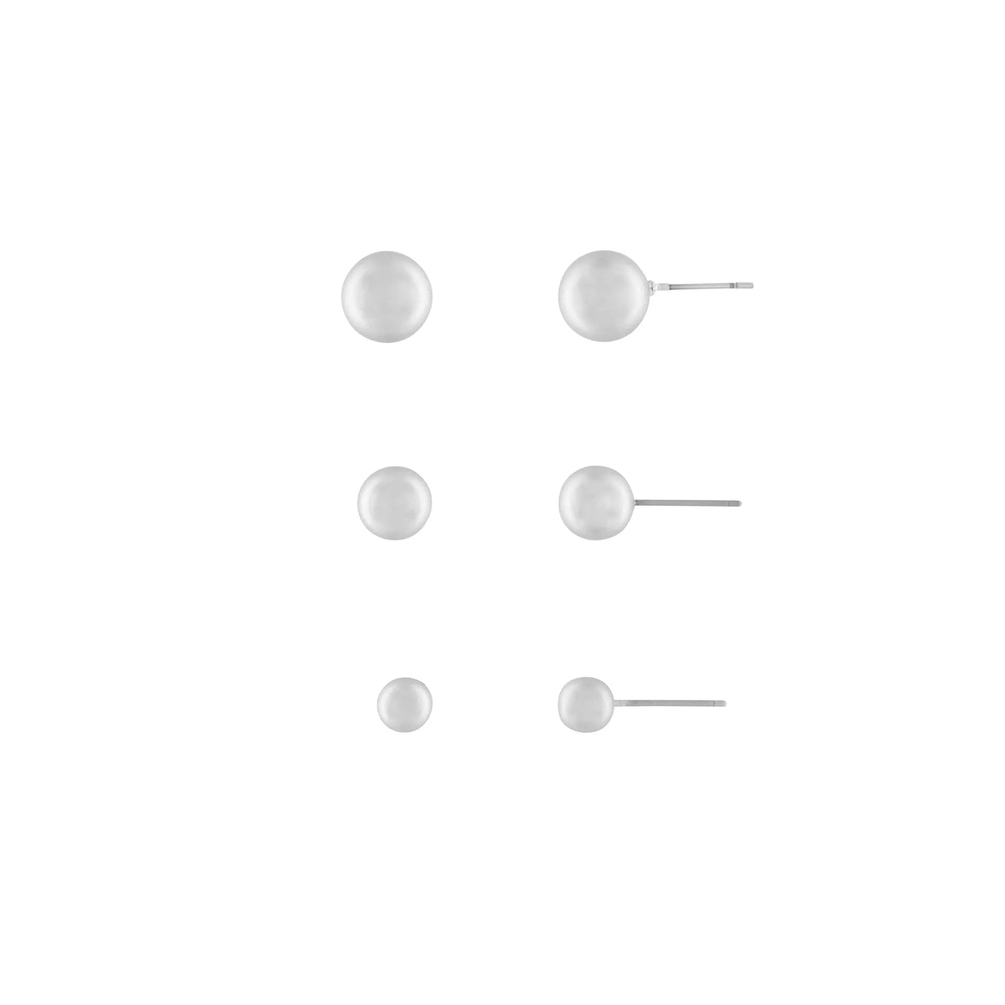 Tabitha Set Of 3 Post Earrings Silver Plating