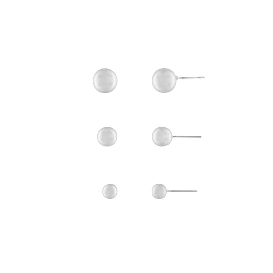 Tabitha Set Of 3 Post Earrings Silver Plating