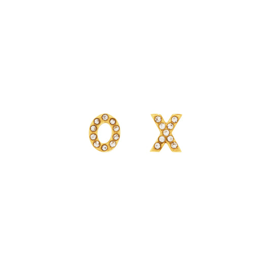 Joy Waterproof Clear CZ OO Post Earrings 18K Gold Plating - NordicDeals