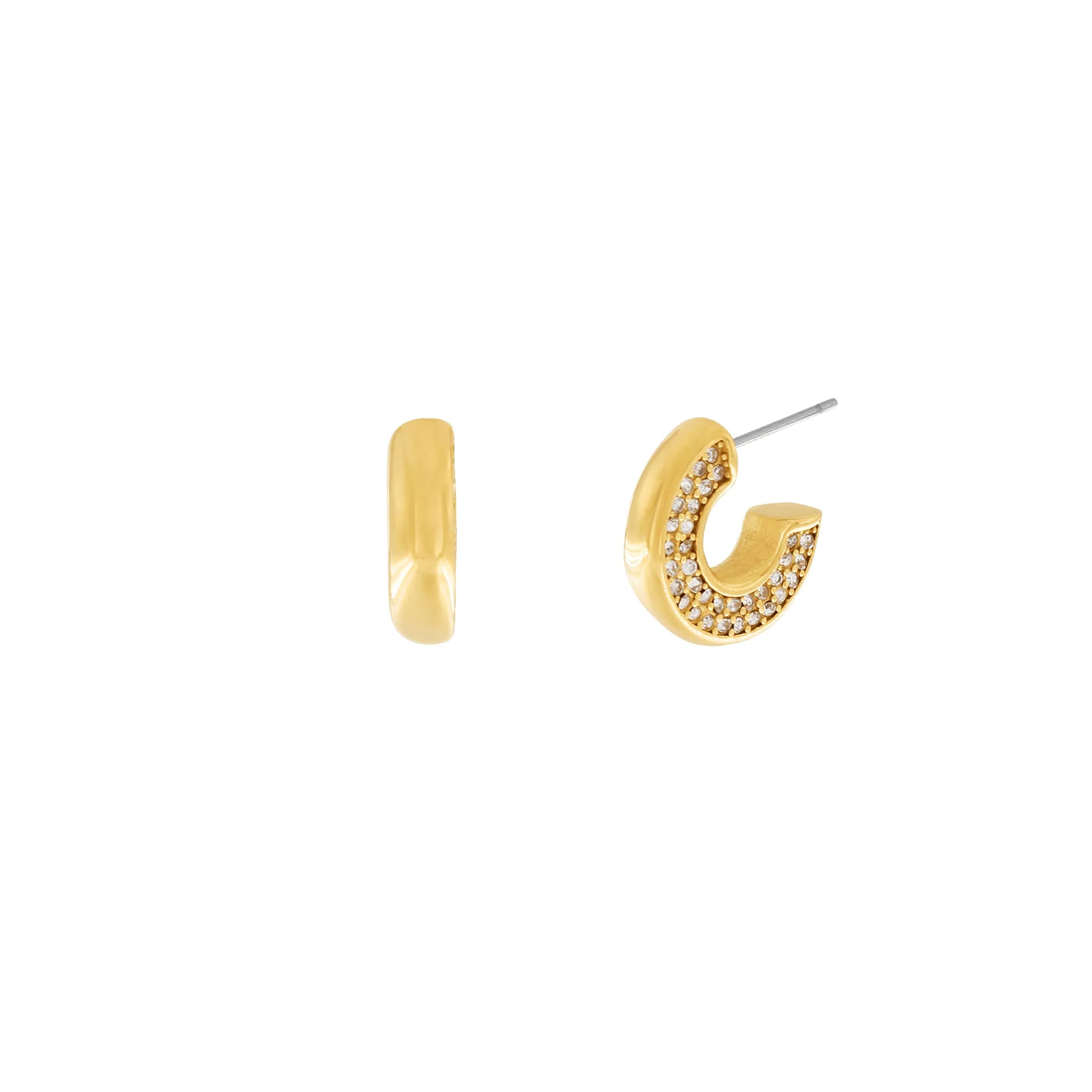 Joy Waterproof Clear CZ One Side Hoop Earring 18K Gold Plating - NordicDeals