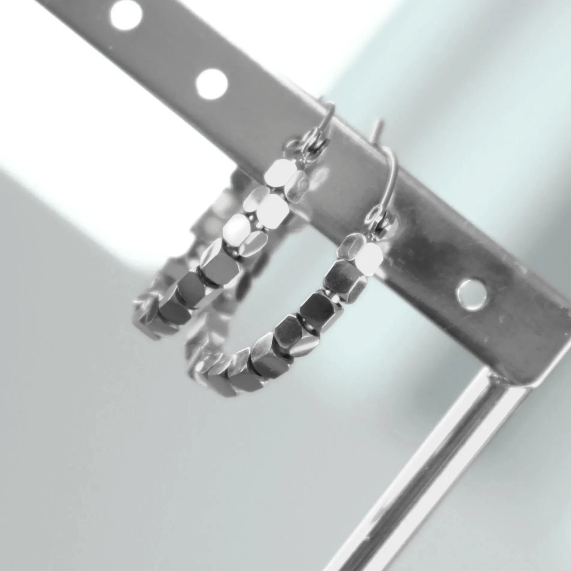 Passion Waterproof Mini Square Bead Earring Silver Plating - NordicDeals