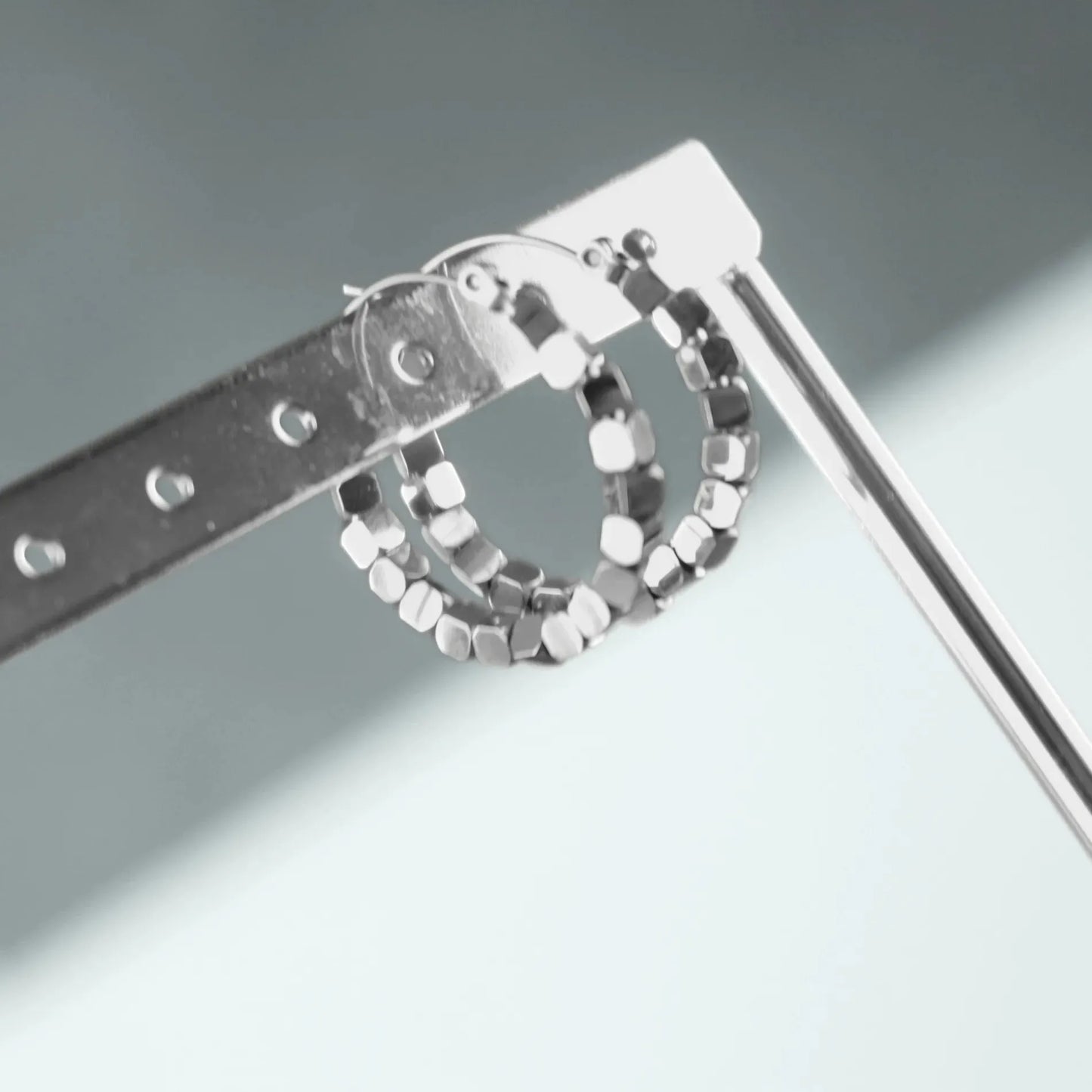 Passion Waterproof Mini Square Bead Earring Silver Plating - NordicDeals