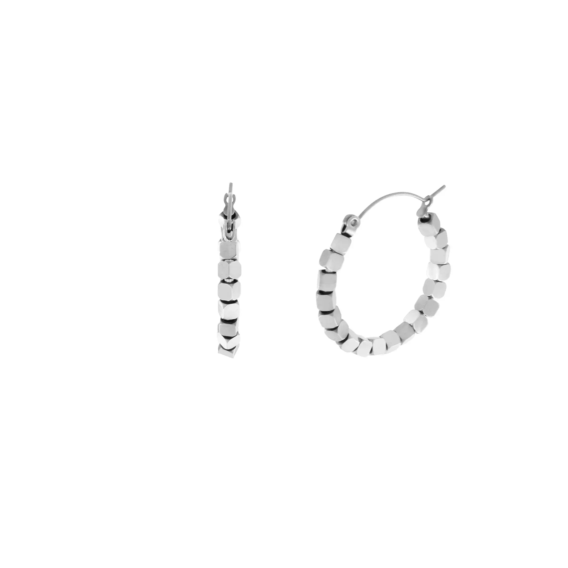 Passion Waterproof Mini Square Bead Earring Silver Plating - NordicDeals