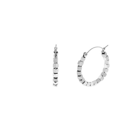 Passion Waterproof Mini Square Bead Earring Silver Plating - NordicDeals