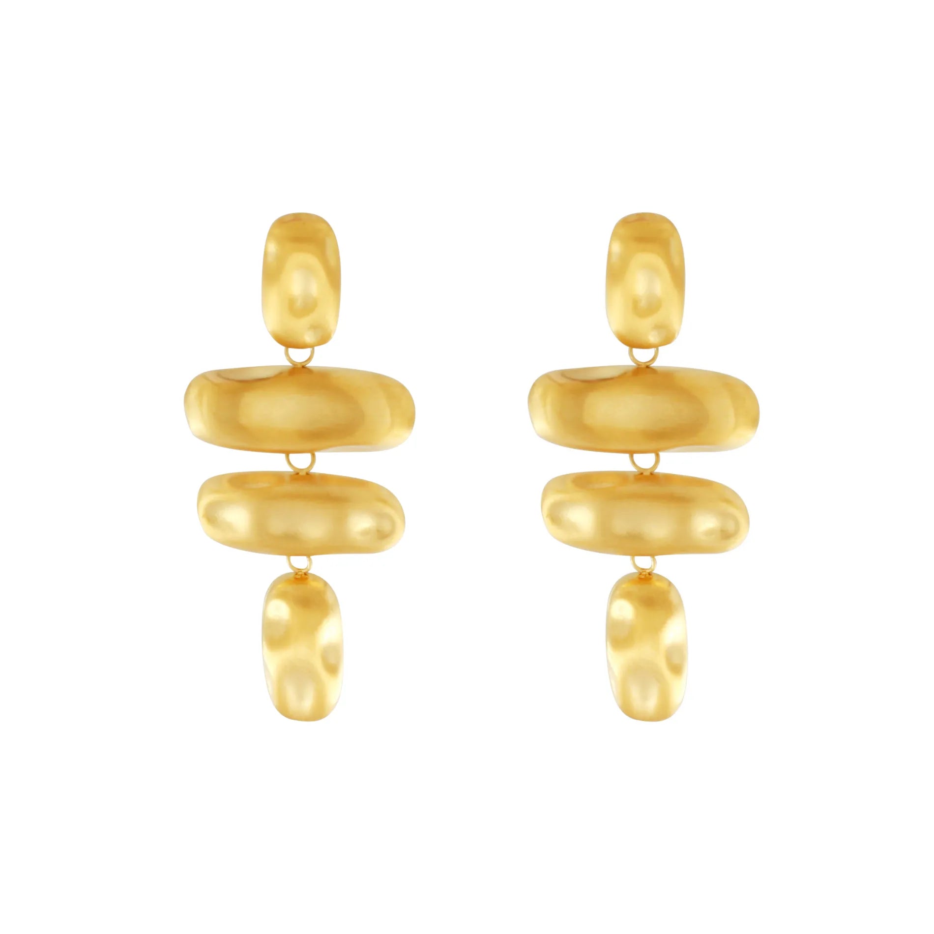 Courage Waterproof Brushed Organic Chandelier Earring 18K Gold Plating - NordicDeals