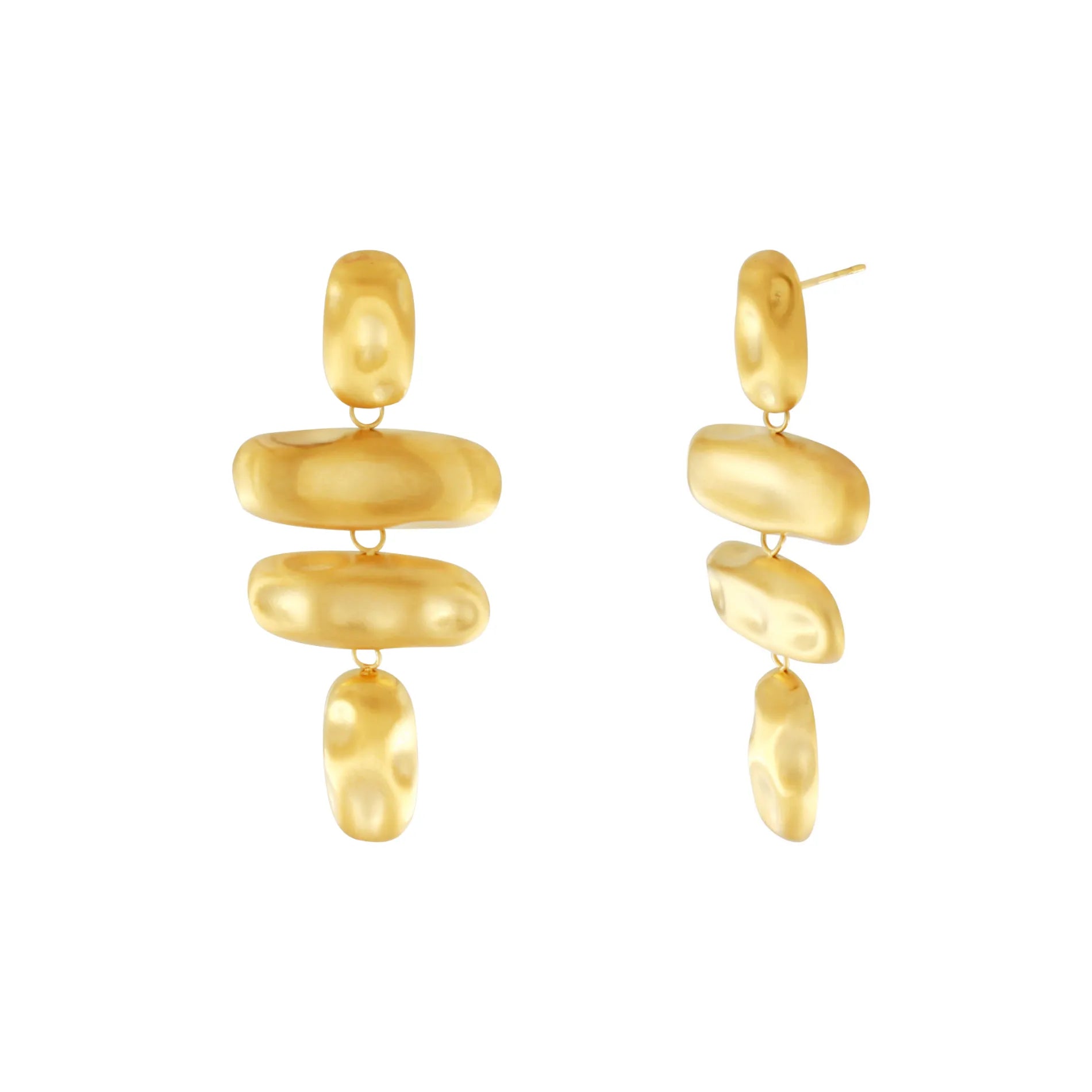 Courage Waterproof Brushed Organic Chandelier Earring 18K Gold Plating - NordicDeals