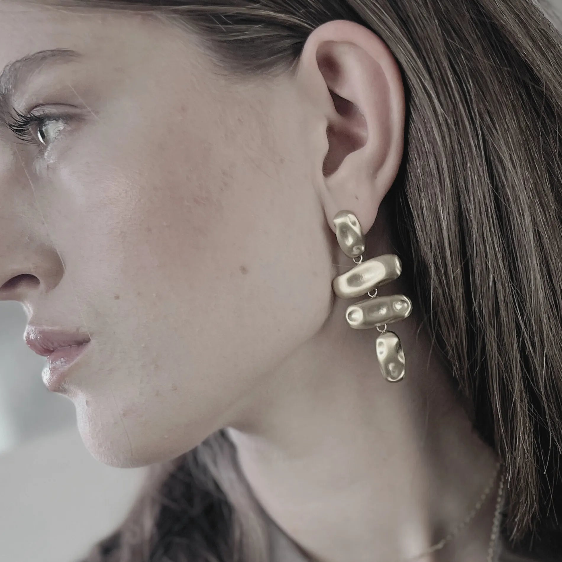 Courage Waterproof Brushed Organic Chandelier Earring 18K Gold Plating - NordicDeals