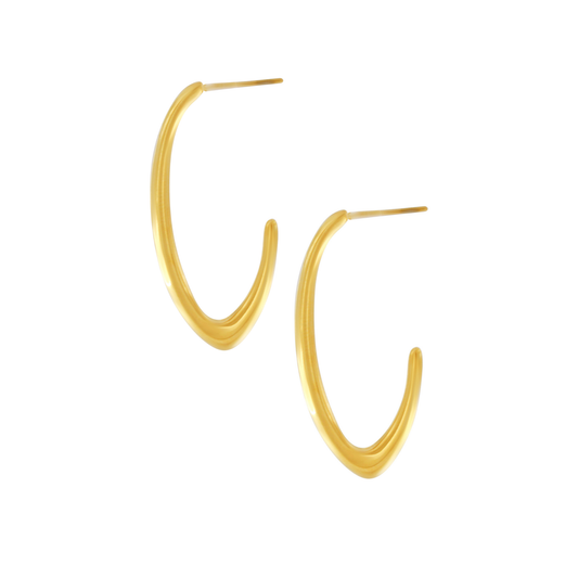 Passion Waterproof Simple Oval Creol 18K Gold Plating - NordicDeals