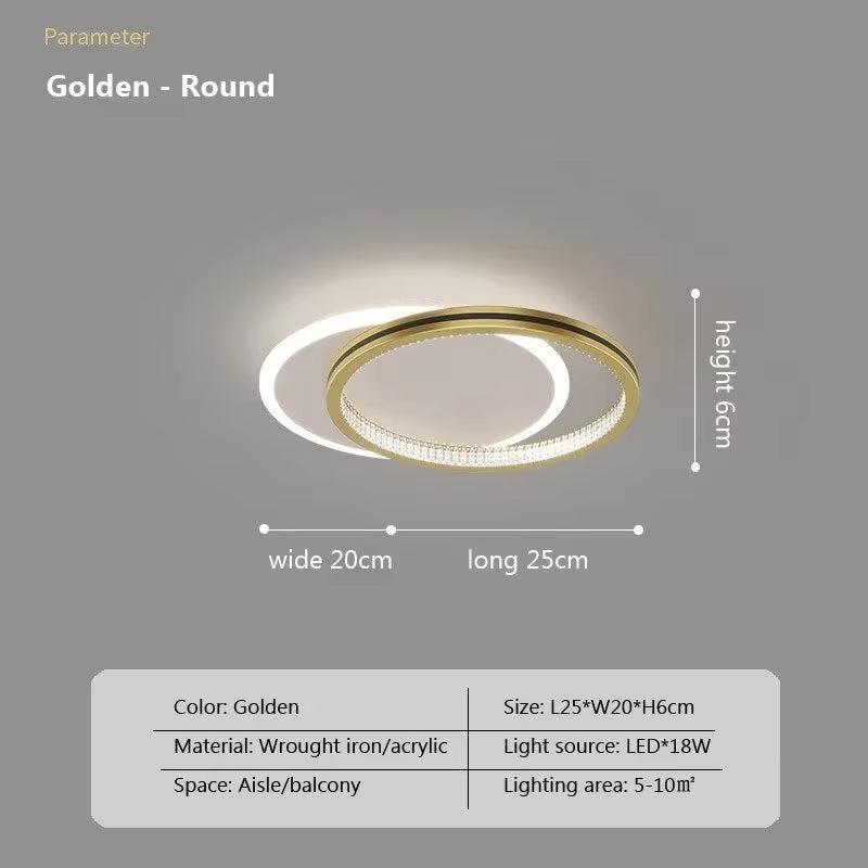 Modern LED Ceiling Lights for Home Entrance Indoor Lighting Fixtures with Crystal Lampshade Lights round Square Luminaria