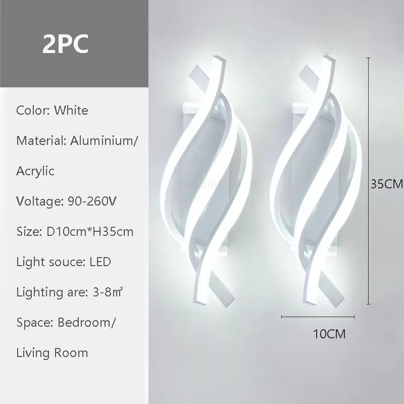 Modern LED Wall Lamp Minimalist Black White Line Decor Lights for Bedroom Bedside Backwall Stairway Aisle Illumination Fixtures