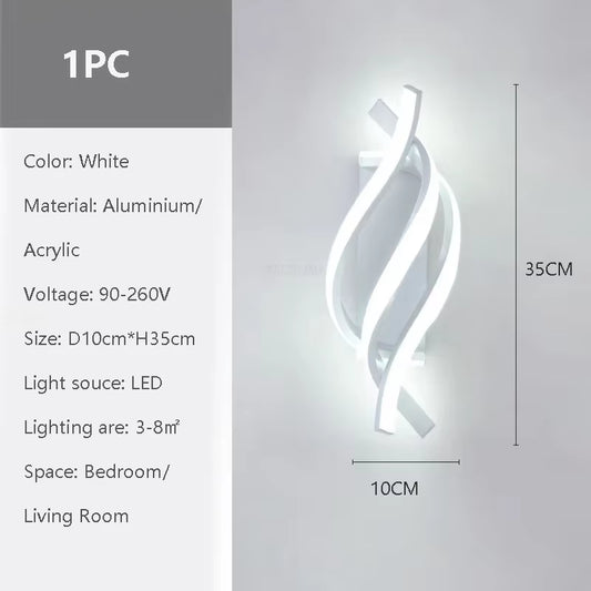 Modern LED Wall Lamp Minimalist Black White Line Decor Lights for Bedroom Bedside Backwall Stairway Aisle Illumination Fixtures