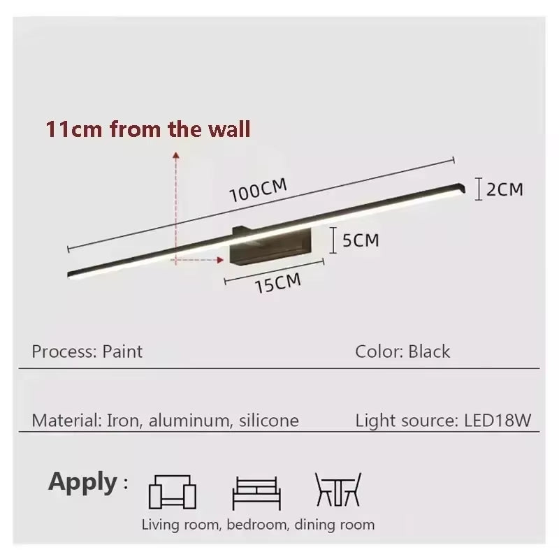 Led Mirror Lights Wall Lamps Recharge Bathroom Wall Light LED Flat Lamp Modern Indoor Wall Lamp Bathroom Lighting Make Up