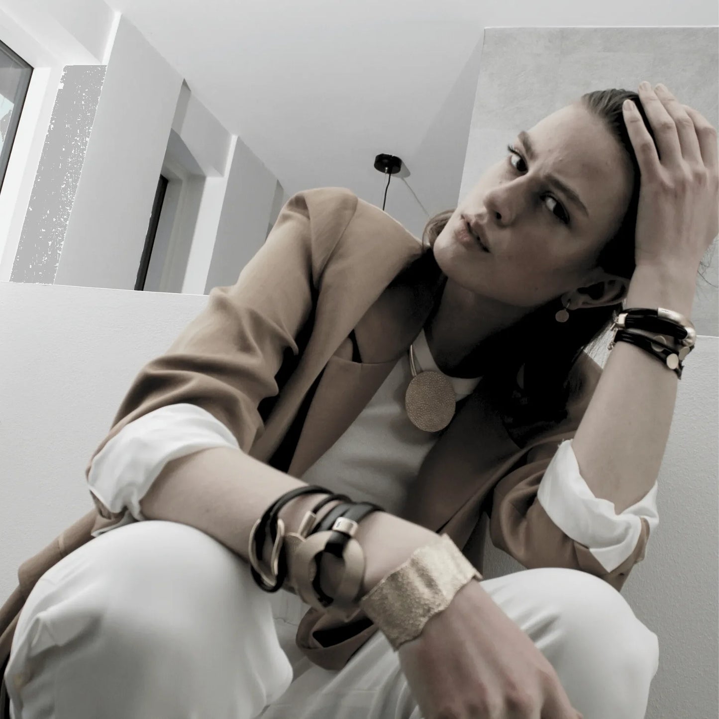 Nostalgia Diagonal Leather Bracelet Silver Plating - NordicDeals