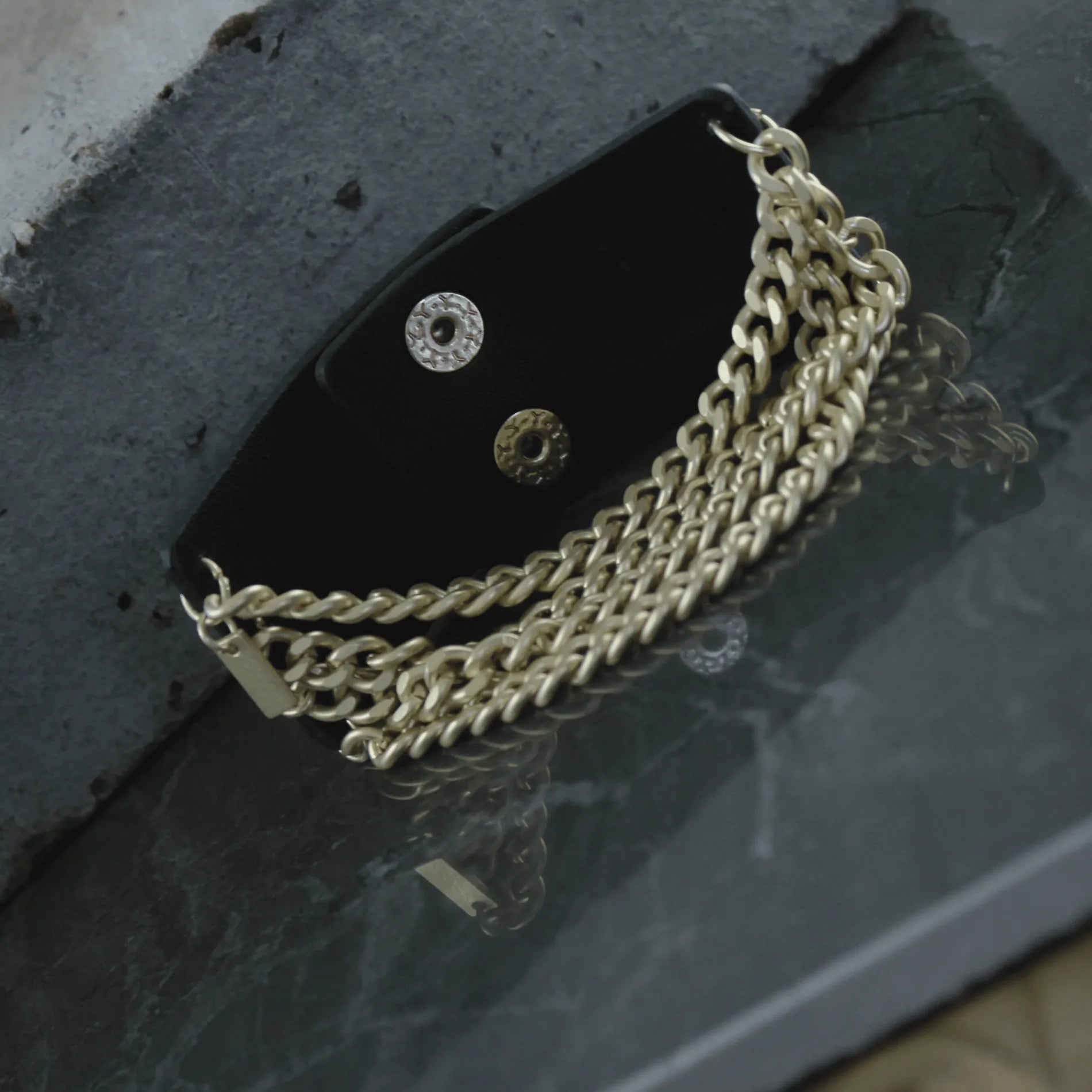 Anastazia IN:STORE Multi Link Leather Bracelet Gold Plating - NordicDeals