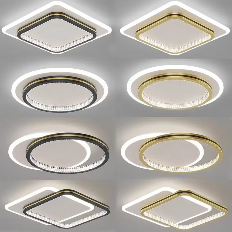 Modern LED Ceiling Lights for Home Entrance Indoor Lighting Fixtures with Crystal Lampshade Lights round Square Luminaria