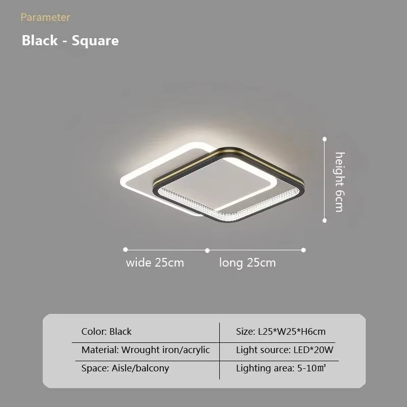 Modern LED Ceiling Lights for Home Entrance Indoor Lighting Fixtures with Crystal Lampshade Lights round Square Luminaria