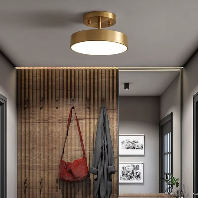 Modern LED Ceiling Light Copper Lamp for Bedroom Living Room Light Nordic round Gold Black Entryway Corridor Aisle Decor Fixture