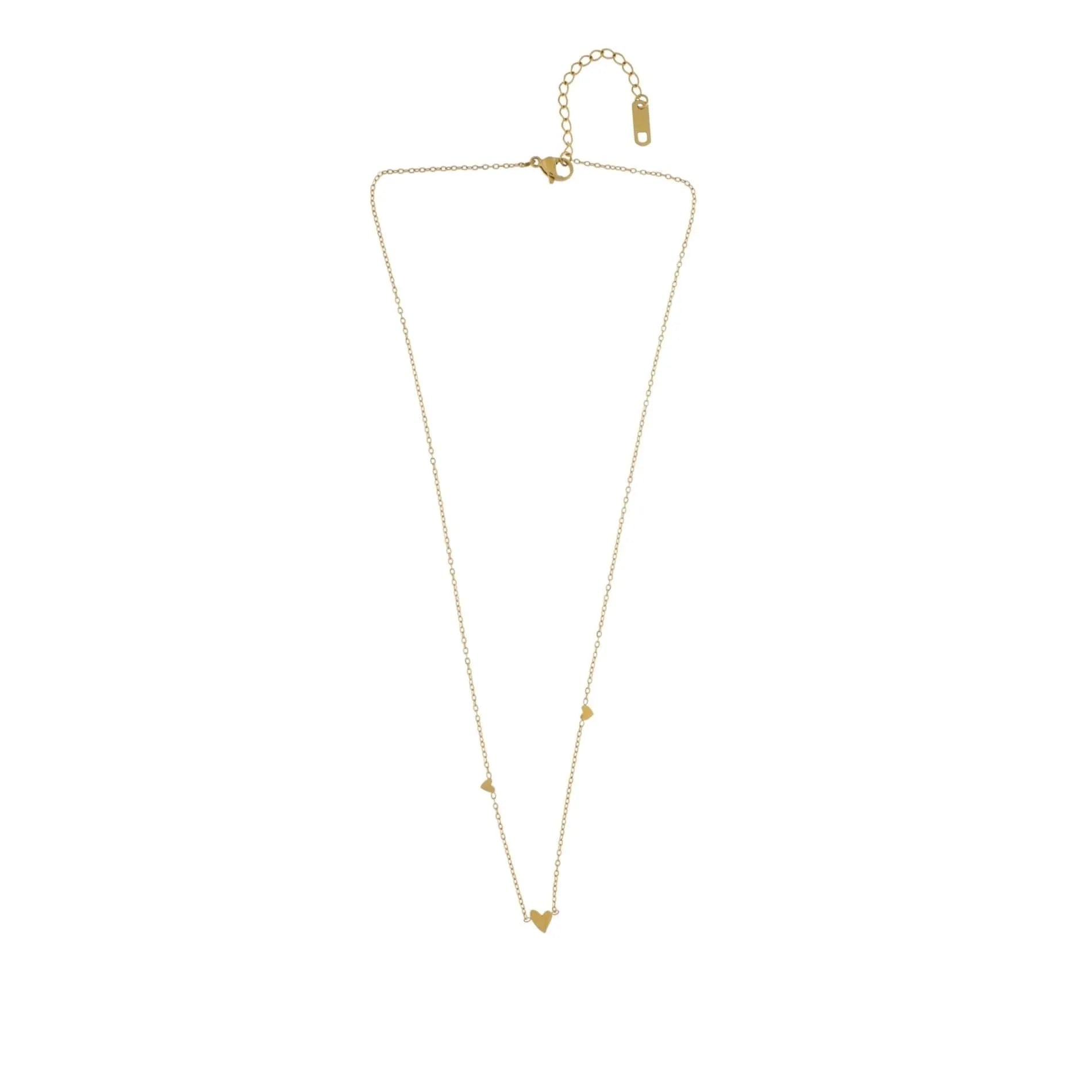 Love Waterproof 3 Mini Heart Necklace 18K Gold Plating - NordicDeals
