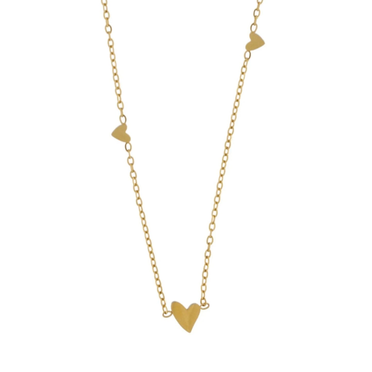 Love Waterproof 3 Mini Heart Necklace 18K Gold Plating - NordicDeals