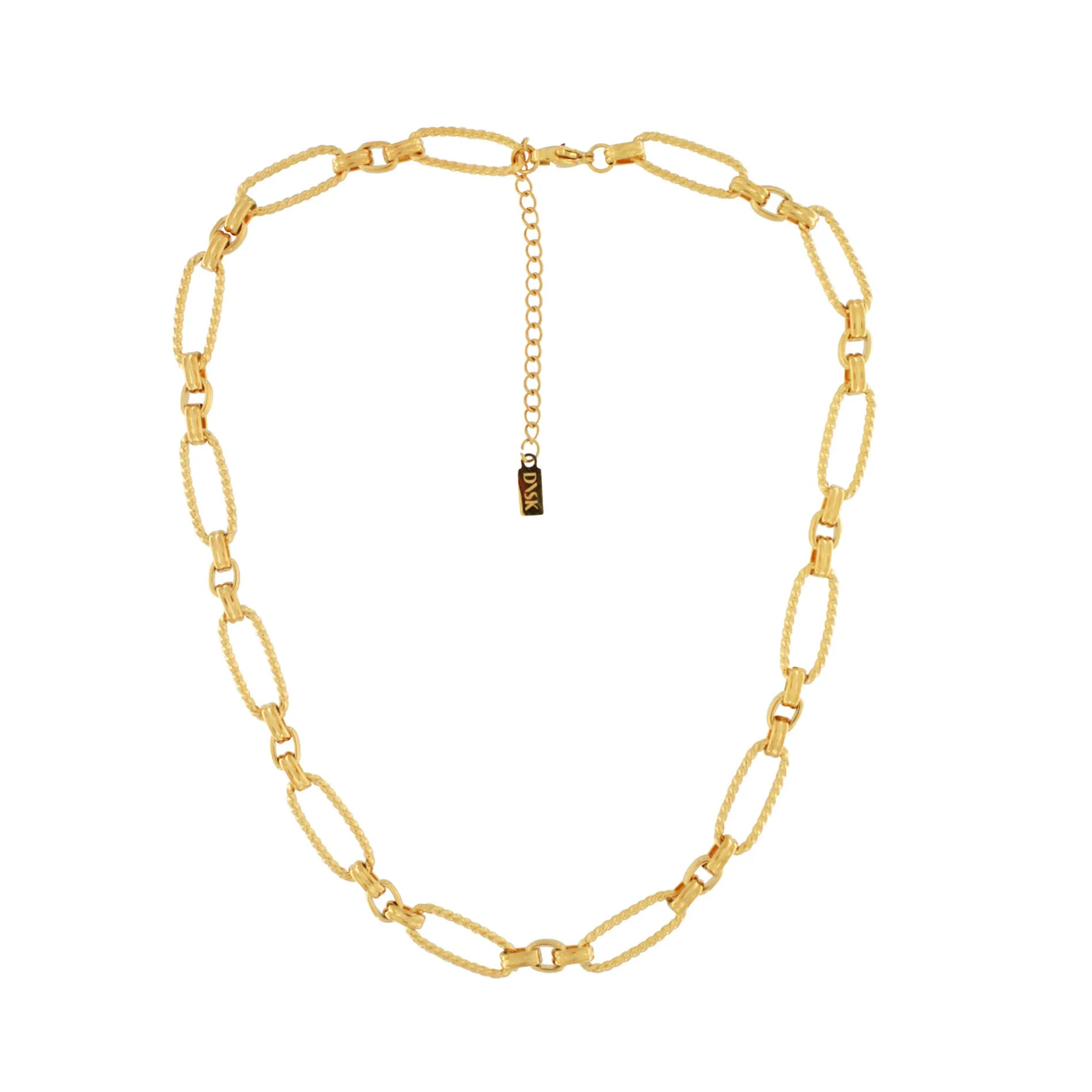 Courage Waterproof Short Oval Ripple Link Necklace 18K Gold Plating - NordicDeals