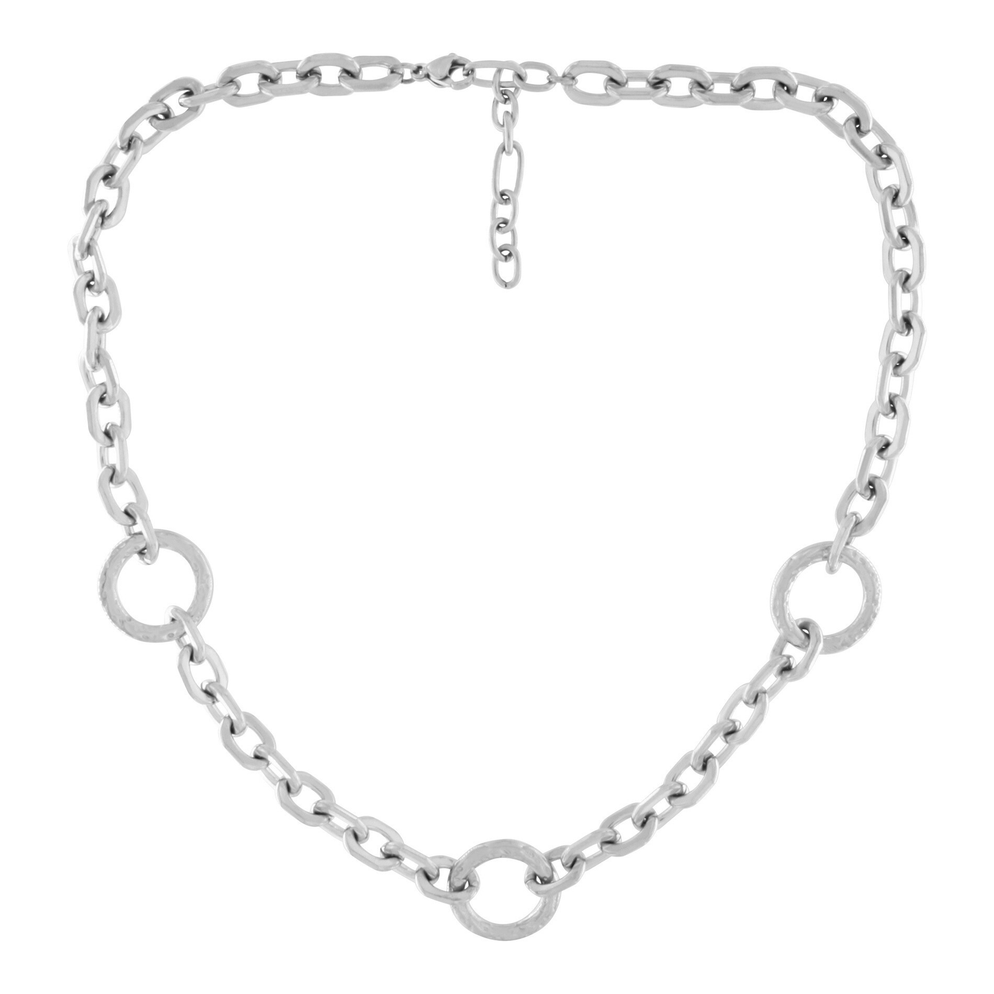 Courage Waterproof Short Hammered Ring Necklace Silver Plating - NordicDeals