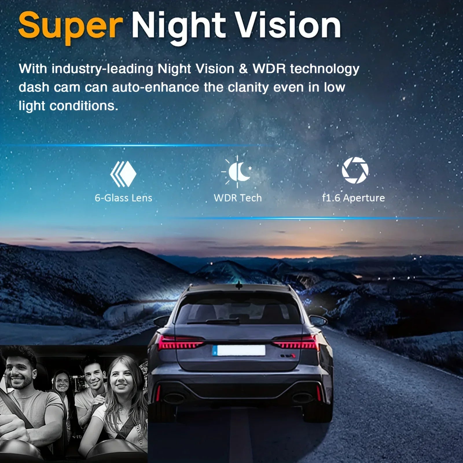 1080P WiFi Dual Dash Cam Front Interior Car Camera Black - NordicDeals