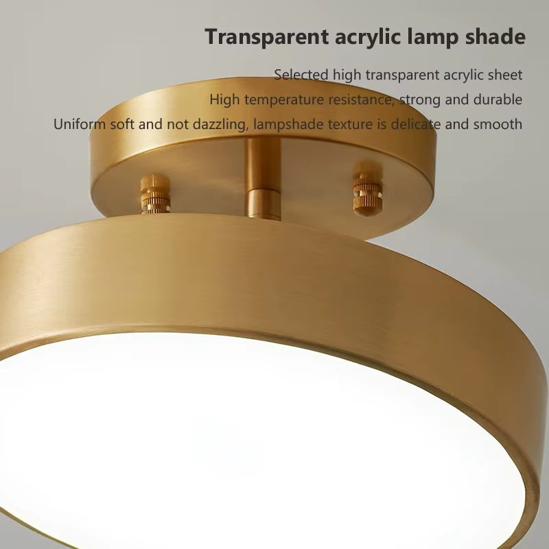 Modern LED Ceiling Light Copper Lamp for Bedroom Living Room Light Nordic round Gold Black Entryway Corridor Aisle Decor Fixture