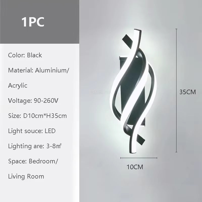 Modern LED Wall Lamp Minimalist Black White Line Decor Lights for Bedroom Bedside Backwall Stairway Aisle Illumination Fixtures