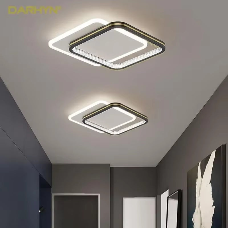 Modern LED Ceiling Lights for Home Entrance Indoor Lighting Fixtures with Crystal Lampshade Lights round Square Luminaria