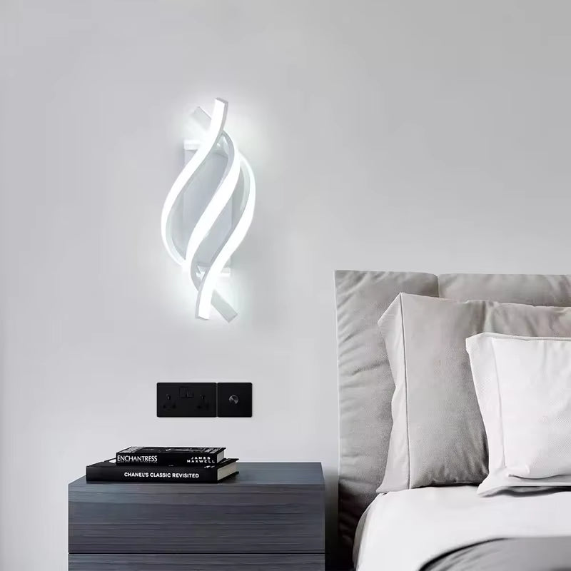 Modern LED Wall Lamp Minimalist Black White Line Decor Lights for Bedroom Bedside Backwall Stairway Aisle Illumination Fixtures