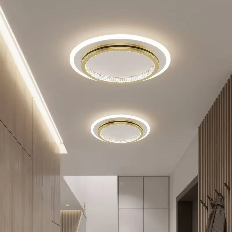 Modern LED Ceiling Lights for Home Entrance Indoor Lighting Fixtures with Crystal Lampshade Lights round Square Luminaria