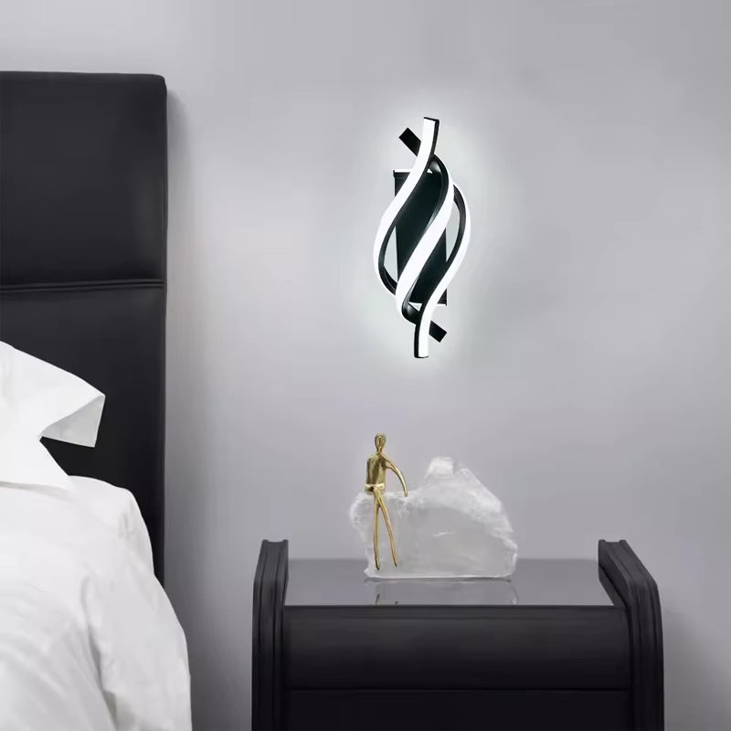 Modern LED Wall Lamp Minimalist Black White Line Decor Lights for Bedroom Bedside Backwall Stairway Aisle Illumination Fixtures