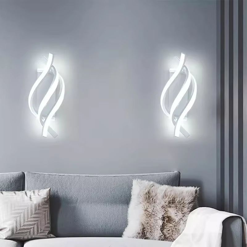 Modern LED Wall Lamp Minimalist Black White Line Decor Lights for Bedroom Bedside Backwall Stairway Aisle Illumination Fixtures