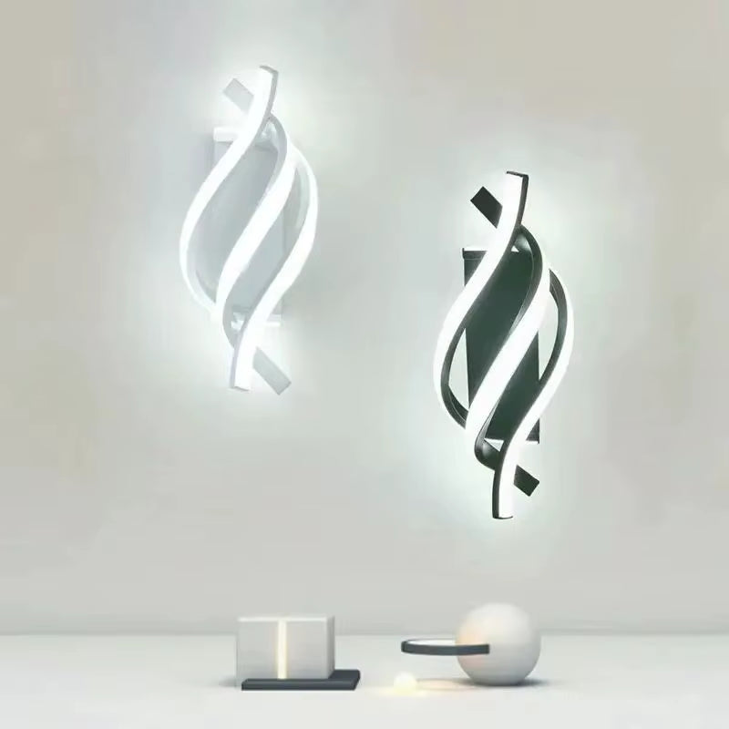 Modern LED Wall Lamp Minimalist Black White Line Decor Lights for Bedroom Bedside Backwall Stairway Aisle Illumination Fixtures