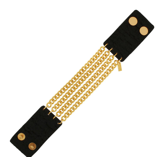 Anastazia IN:STORE Multi Link Leather Bracelet Gold Plating - NordicDeals