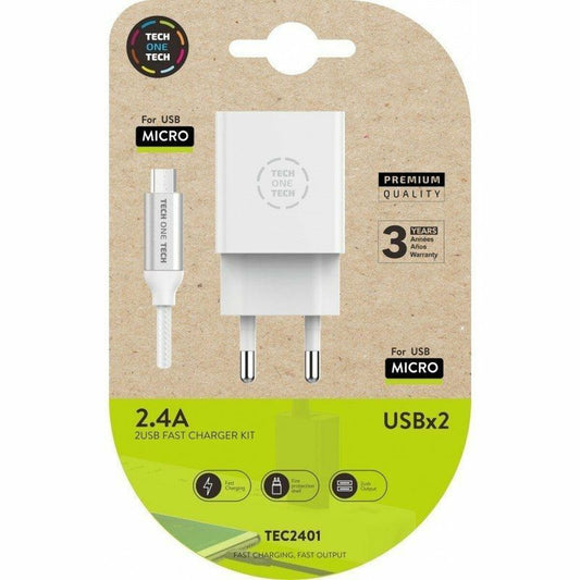 Wall Charger Tech One Tech TEC2401 White - NordicDeals
