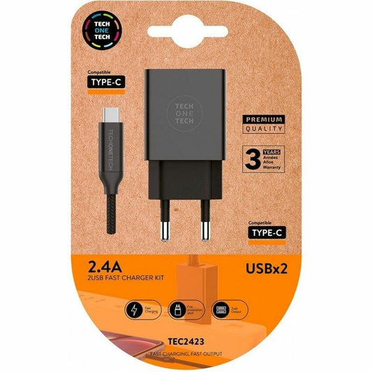 Wall Charger Tech One Tech TEC2423 Black - NordicDeals