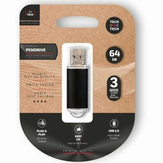 USB stick Tech One Tech TEC3008-64 Black - NordicDeals