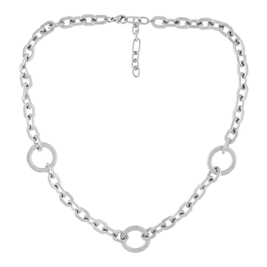 Courage Waterproof Short Hammered Ring Necklace Silver Plating - NordicDeals